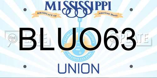 BLUO63 Mississippi License Plate