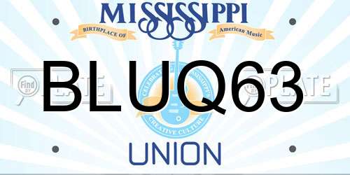 BLUQ63 Mississippi License Plate