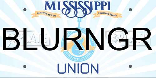 BLURNGR Mississippi License Plate