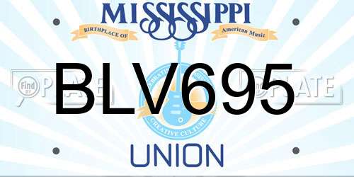 BLV695 Mississippi License Plate