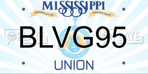 BLVG95 Mississippi License Plate