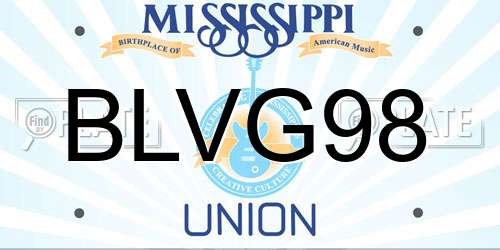 BLVG98 Mississippi License Plate