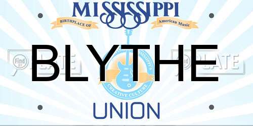 BLYTHE Mississippi License Plate