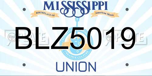 BLZ5019 Mississippi License Plate