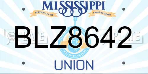 BLZ8642 Mississippi License Plate