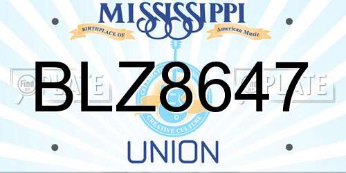 BLZ8647 Mississippi License Plate