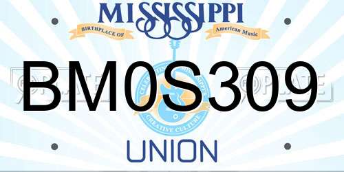 BM0S309 Mississippi License Plate