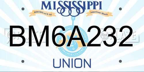 BM6A232 Mississippi License Plate