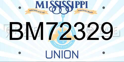BM72329 Mississippi License Plate