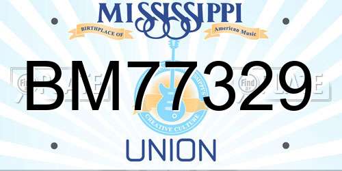 BM77329 Mississippi License Plate