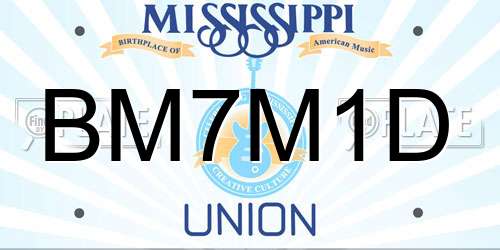 BM7M1D Mississippi License Plate