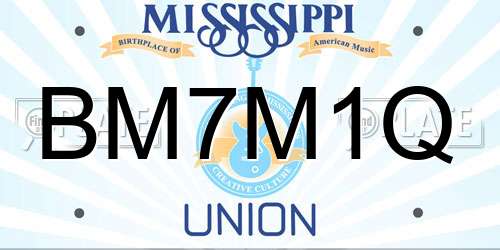 BM7M1Q Mississippi License Plate