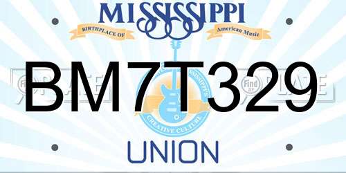 BM7T329 Mississippi License Plate