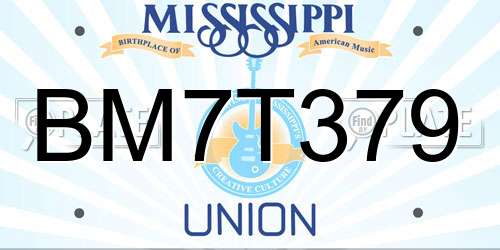 BM7T379 Mississippi License Plate