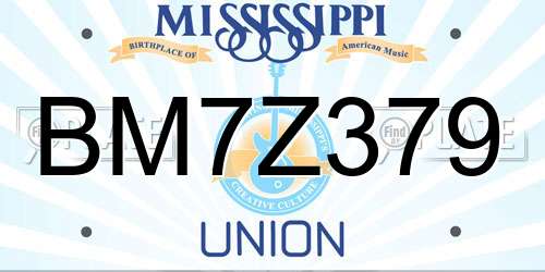 BM7Z379 Mississippi License Plate