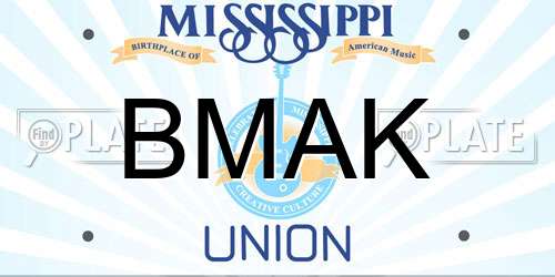 BMAK Mississippi License Plate