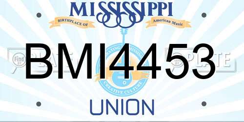 BMI4453 Mississippi License Plate