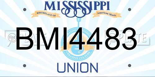 BMI4483 Mississippi License Plate