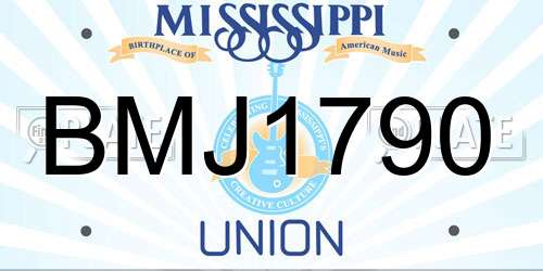 BMJ1790 Mississippi License Plate