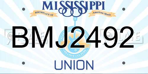 BMJ2492 Mississippi License Plate