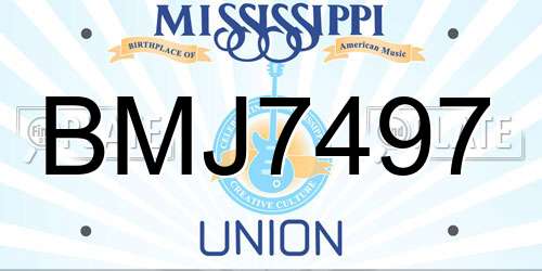 BMJ7497 Mississippi License Plate