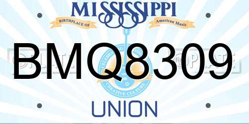 BMQ8309 Mississippi License Plate