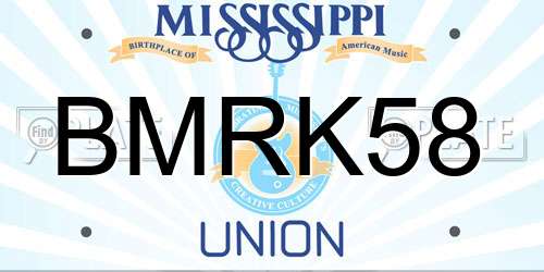 BMRK58 Mississippi License Plate