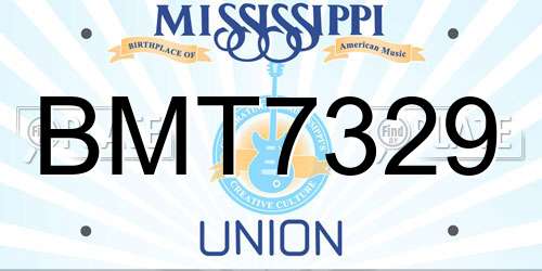 BMT7329 Mississippi License Plate