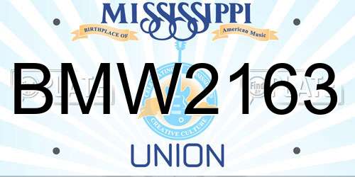 BMW2163 Mississippi License Plate