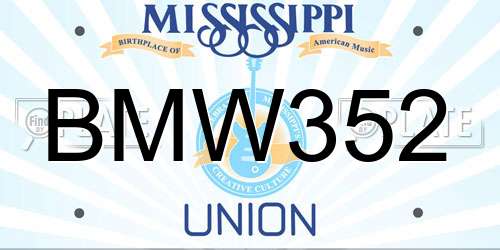 BMW352 Mississippi License Plate