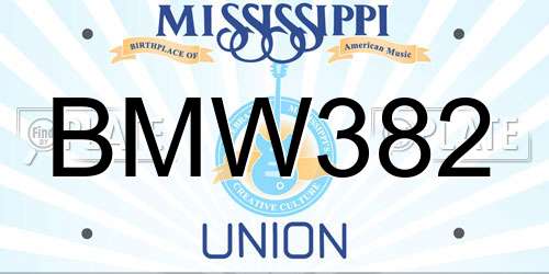 BMW382 Mississippi License Plate