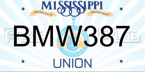 BMW387 Mississippi License Plate