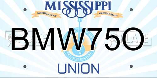 BMW75O Mississippi License Plate