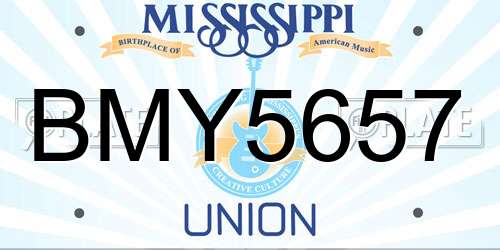 BMY5657 Mississippi License Plate