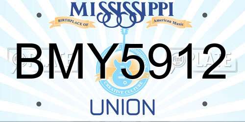 BMY5912 Mississippi License Plate