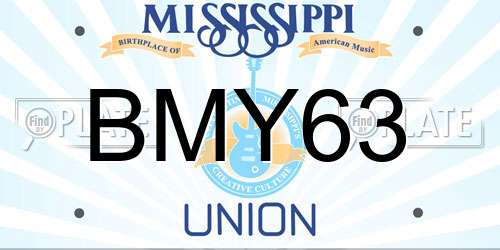 BMY63 Mississippi License Plate