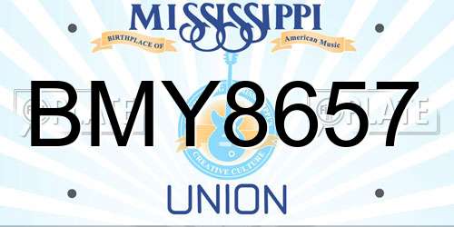 BMY8657 Mississippi License Plate