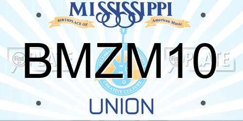 BMZM10 Mississippi License Plate
