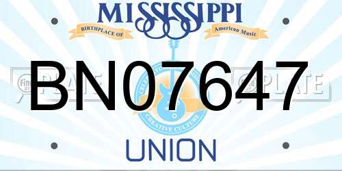 BN07647 Mississippi License Plate