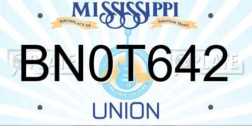 BN0T642 Mississippi License Plate