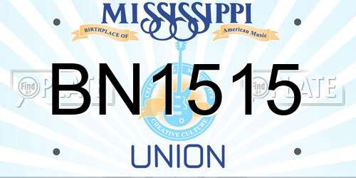 BN1515 Mississippi License Plate
