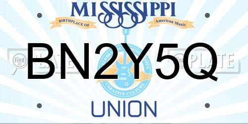 BN2Y5Q Mississippi License Plate