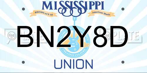 BN2Y8D Mississippi License Plate