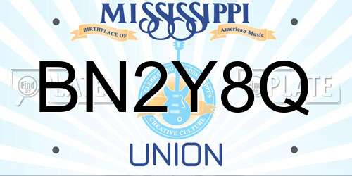 BN2Y8Q Mississippi License Plate