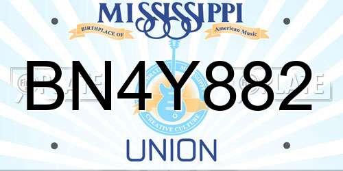 BN4Y882 Mississippi License Plate