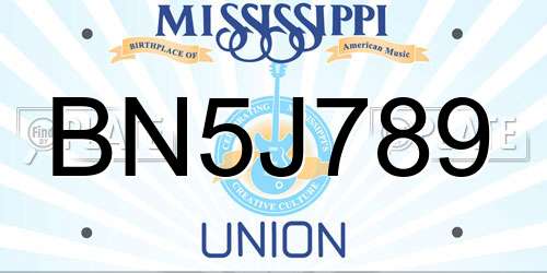 BN5J789 Mississippi License Plate