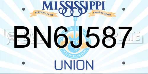 BN6J587 Mississippi License Plate