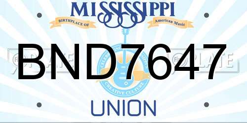 BND7647 Mississippi License Plate
