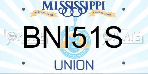 BNI51S Mississippi License Plate
