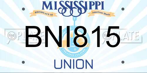 BNI815 Mississippi License Plate